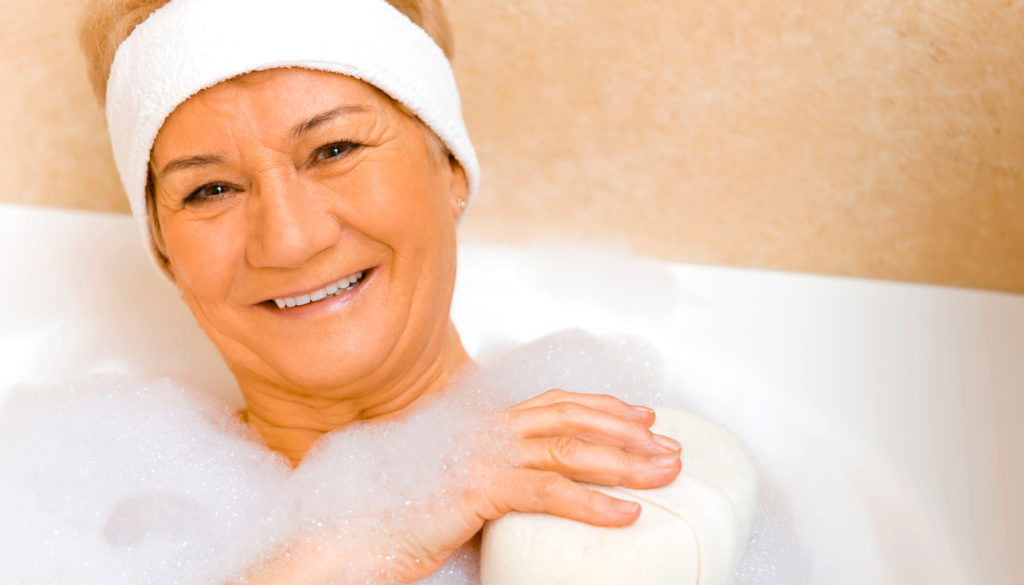 Senior woman enjoying bath